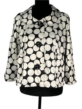 Vertigo Paris Polka Dot Jacket Blazer Black White Retro Mod A-line Swing XL